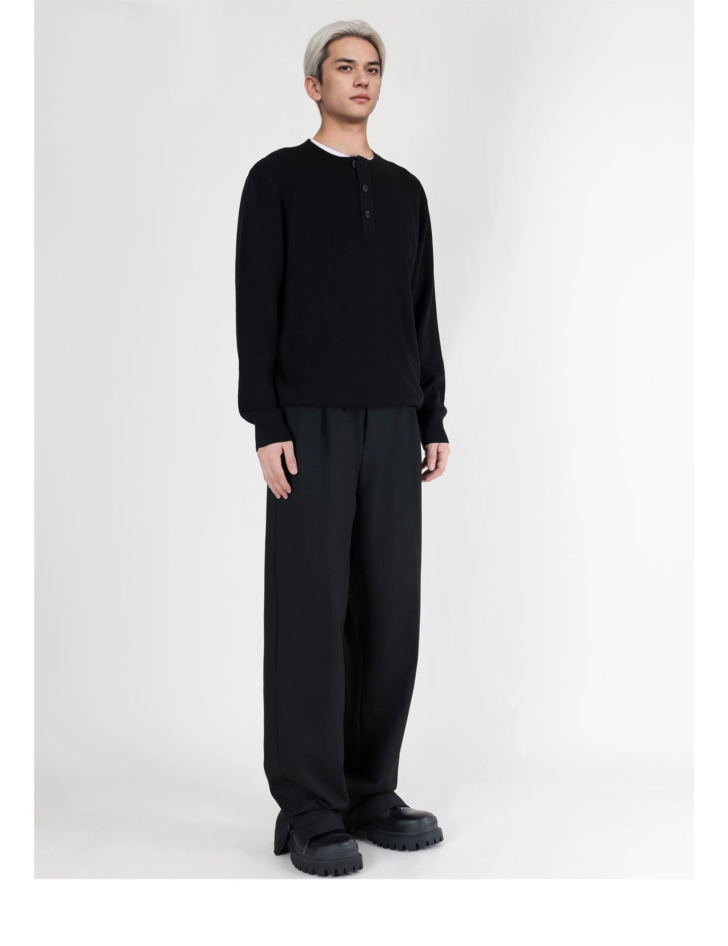 PERDU Henry Neck Casual Knitted Sweater
