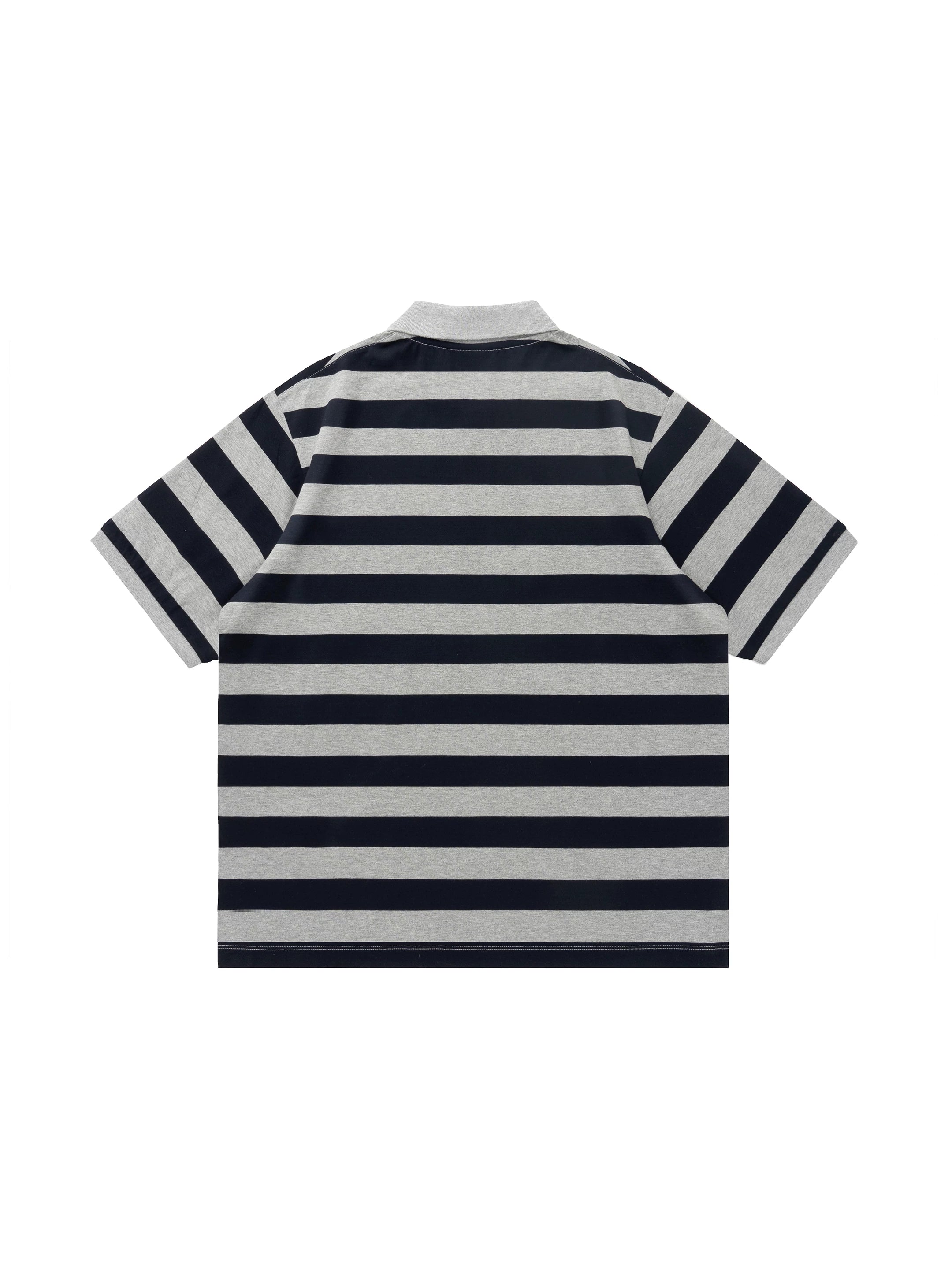 BENT IDEA Wide Stripe Embroidered Polo Shirt Tee