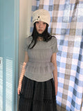 Ang:project Vintage Pleated Waist Mesh Suspender Two-piece Set