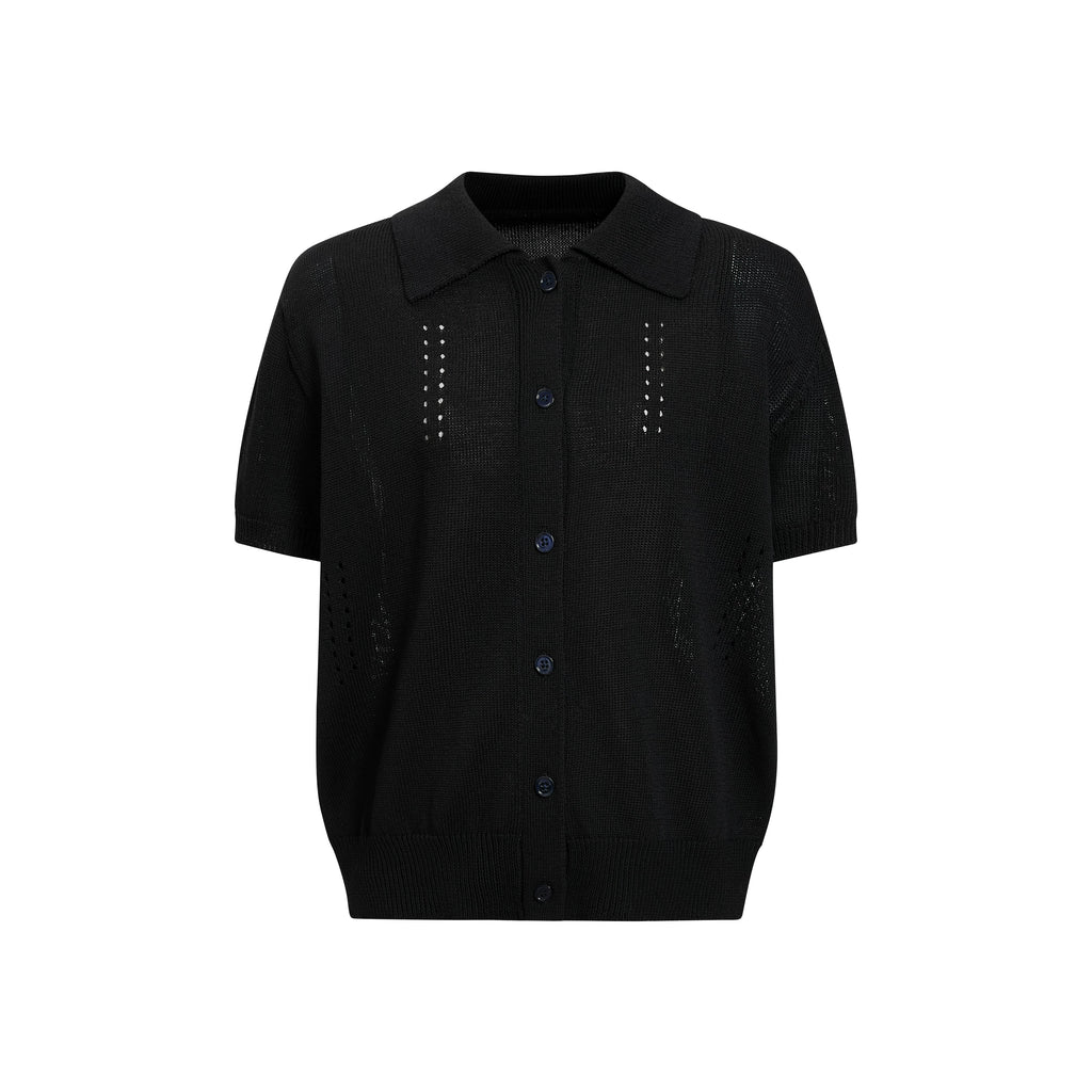 Sameuoo Skeleton Knitted Casual Polo Shirt