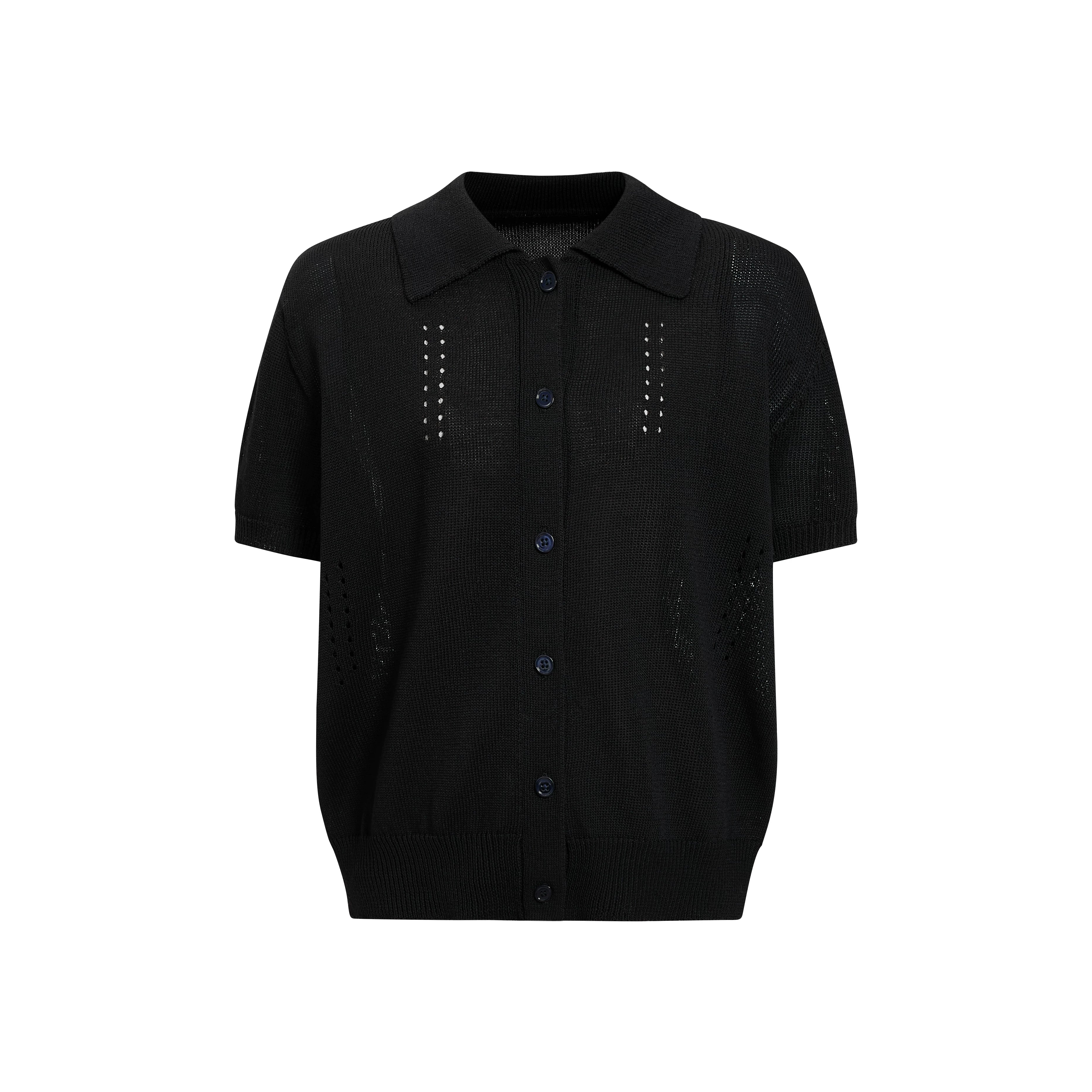 Sameuoo Skeleton Knitted Casual Polo Shirt