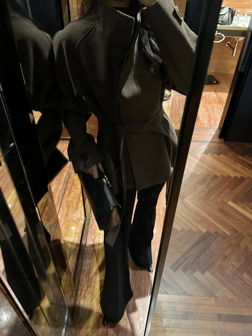 CHUYUQI Extravagant Woolen Belt Shorts Jacket