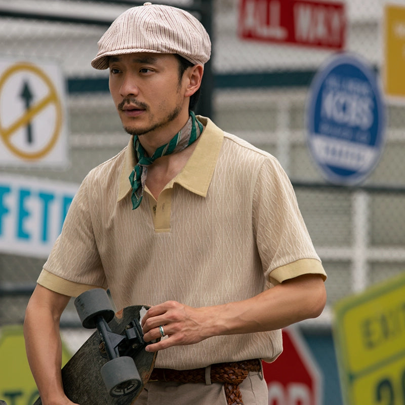 SOARIN British Retro Rhombus Polo Shirt