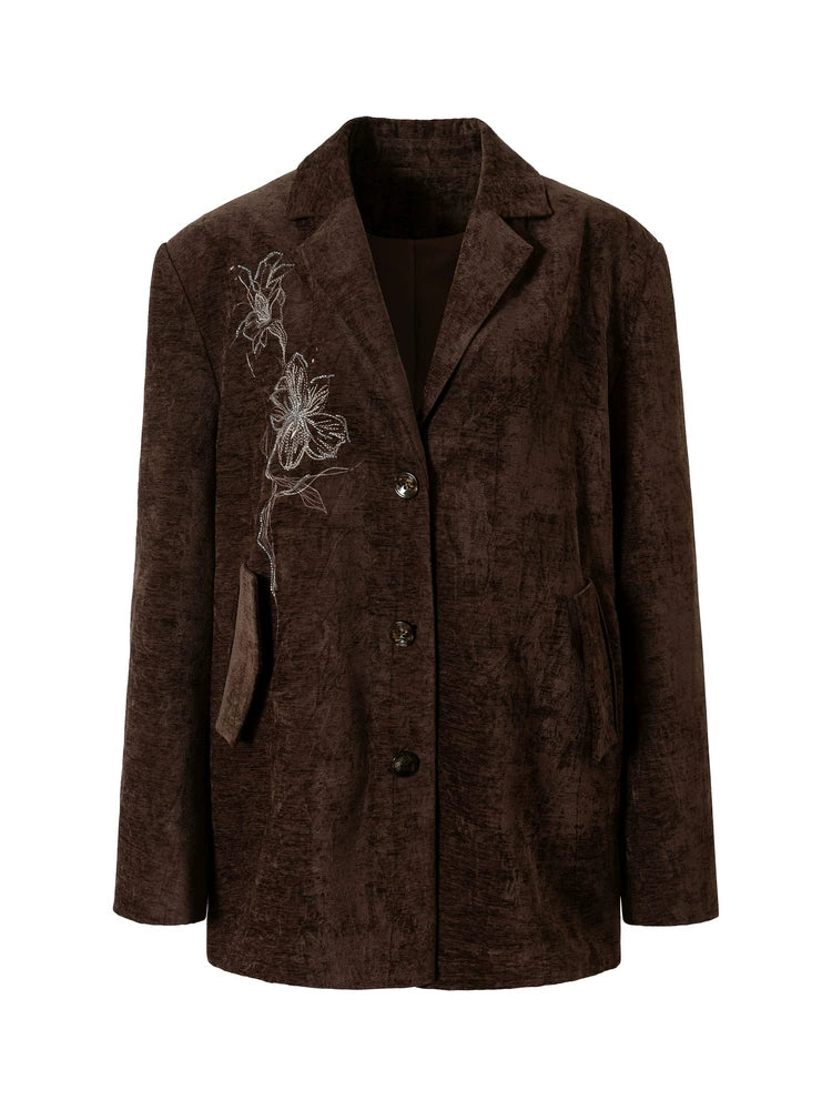 LOUMUTAKU Lily Beaded Jacquard Suit Velvet Jacket
