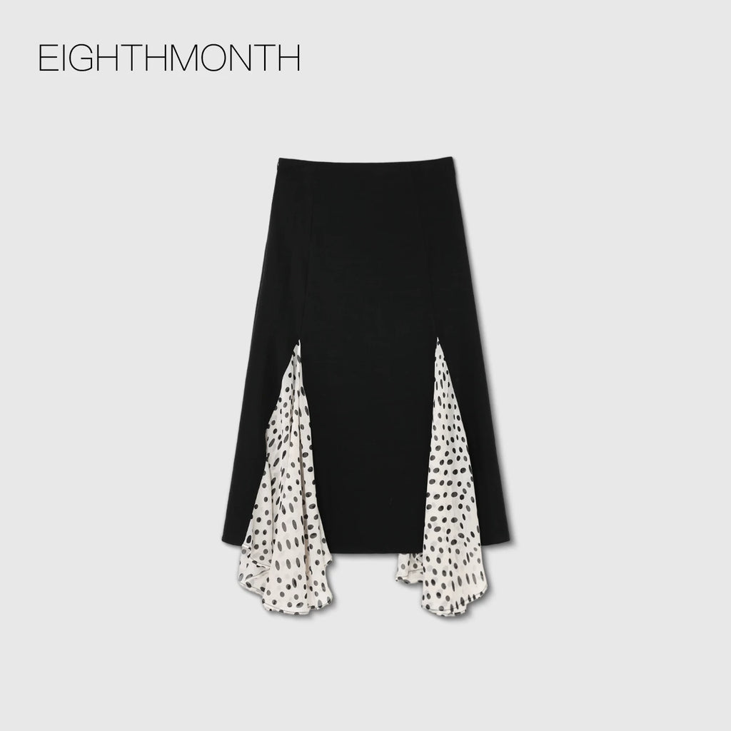 EIGHTHMONTH Splicing Polka Dot Mesh Skirt