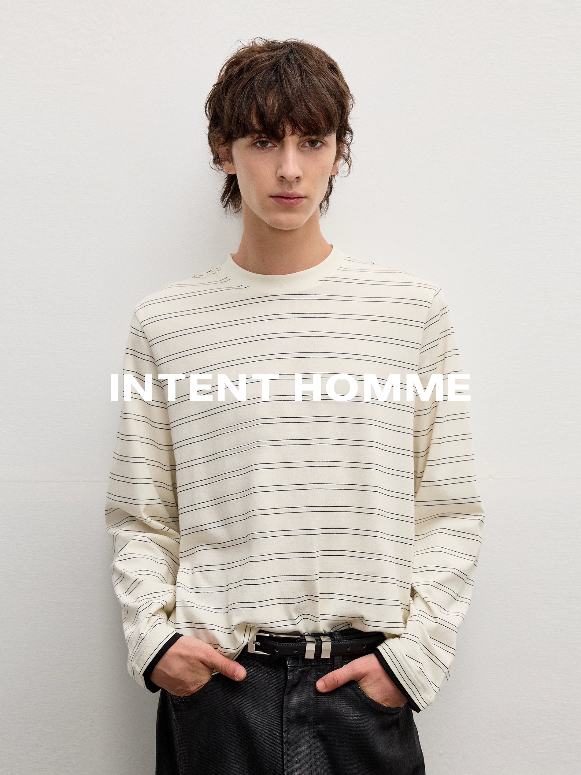 INTENT Double-line Striped Contrasting Long Sleeves
