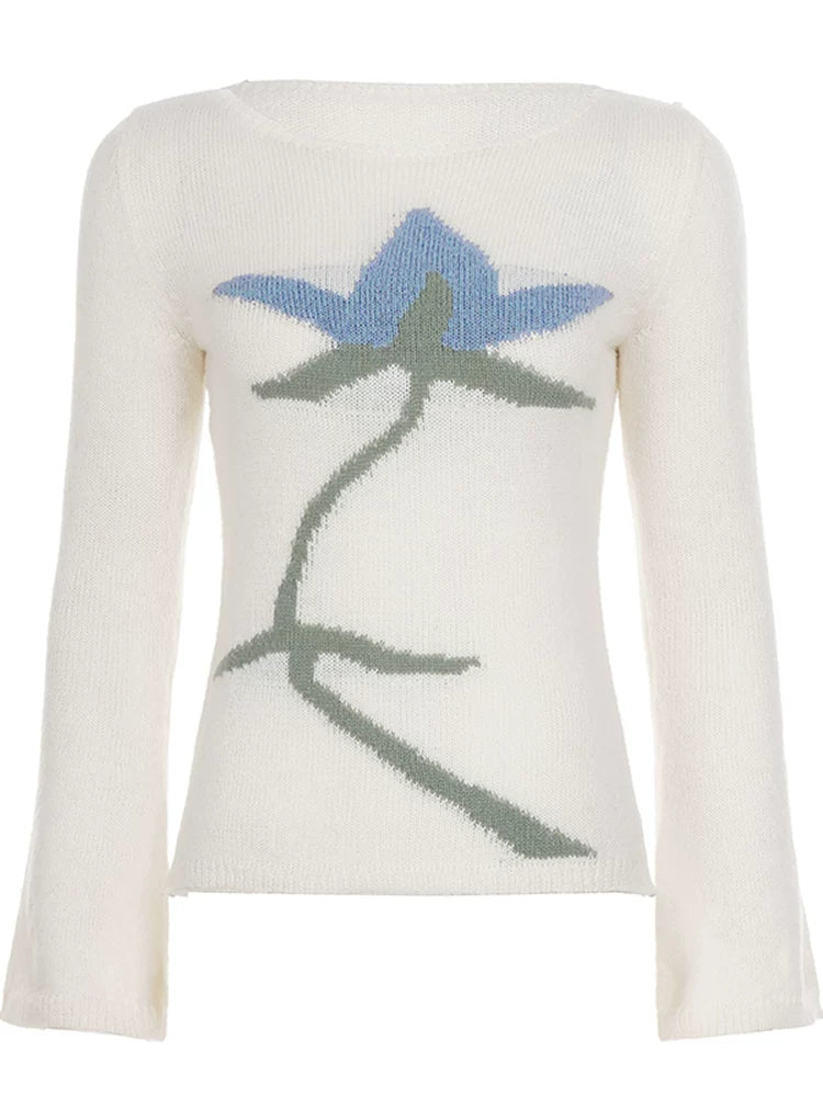 FUNOFF Vintage Floral Long Sleeve Sweater