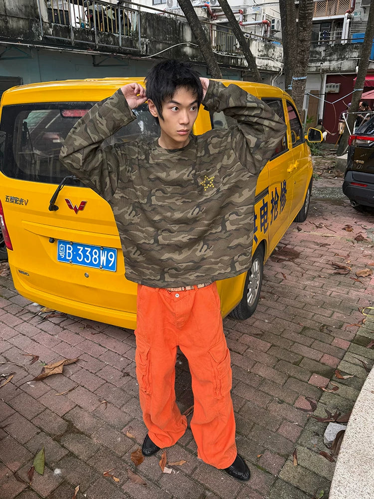 EAHO Multi-pocket Wide-leg Cargo Pants