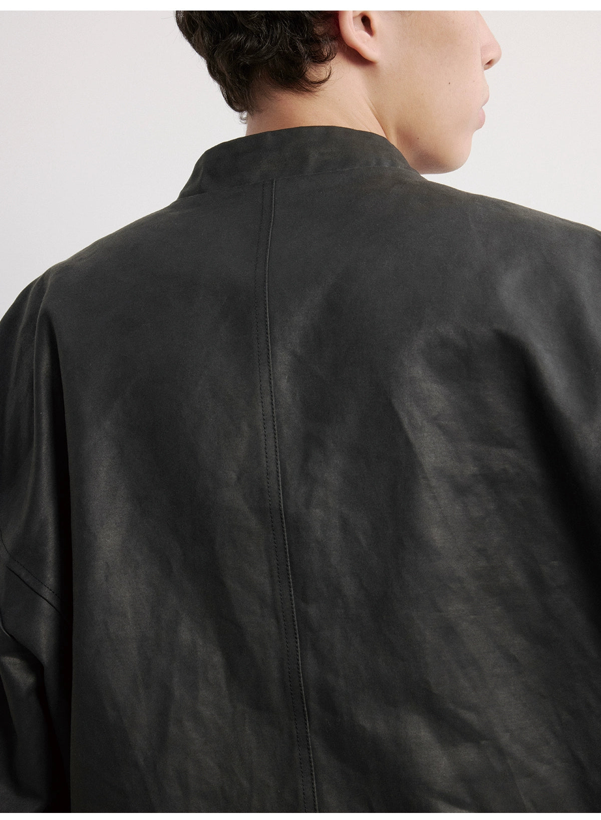 JCAESAR Special-shaped Collar Snap-down Leather Jacket