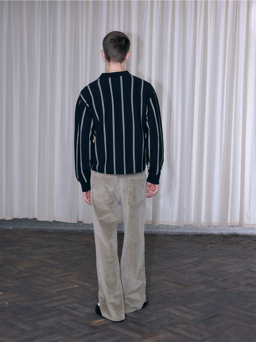 InsGale Striped POLO Lapel Long Sleeve Knitted Sweater