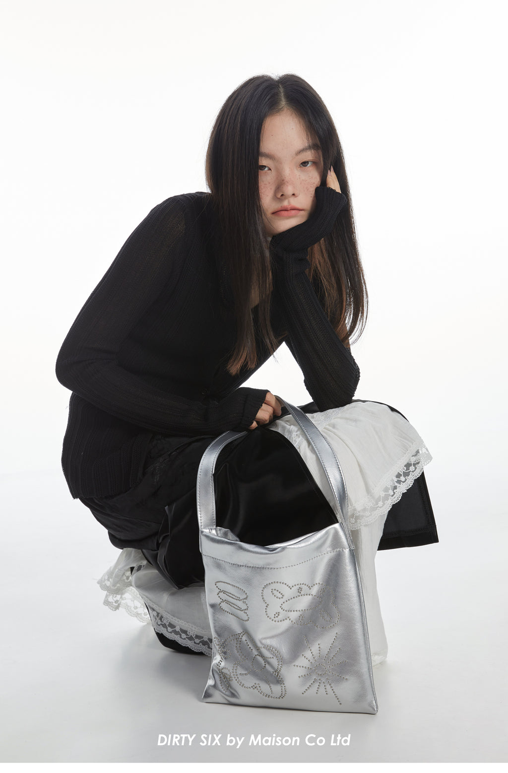 DirtySix Cow Split Leather bang bang franc small flower bag "FAFA" millet nail design