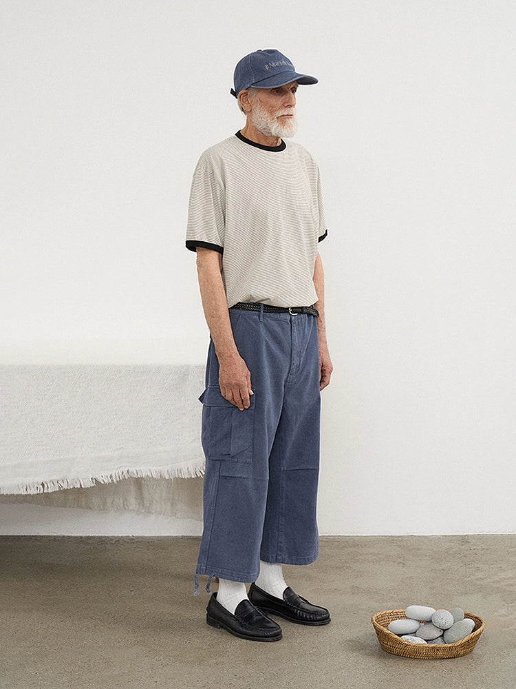 PARTIMENTO Shoulder Pinstriped Tee