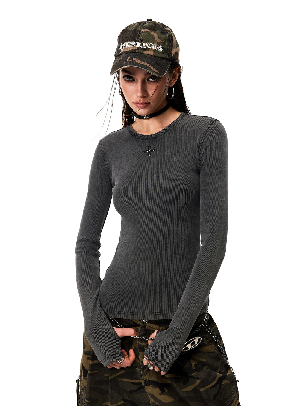 0123Start Vintage Slim Fit Front Shoulder Long Sleeves