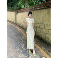 ZIHE Diamond Floral Embroidered Dress