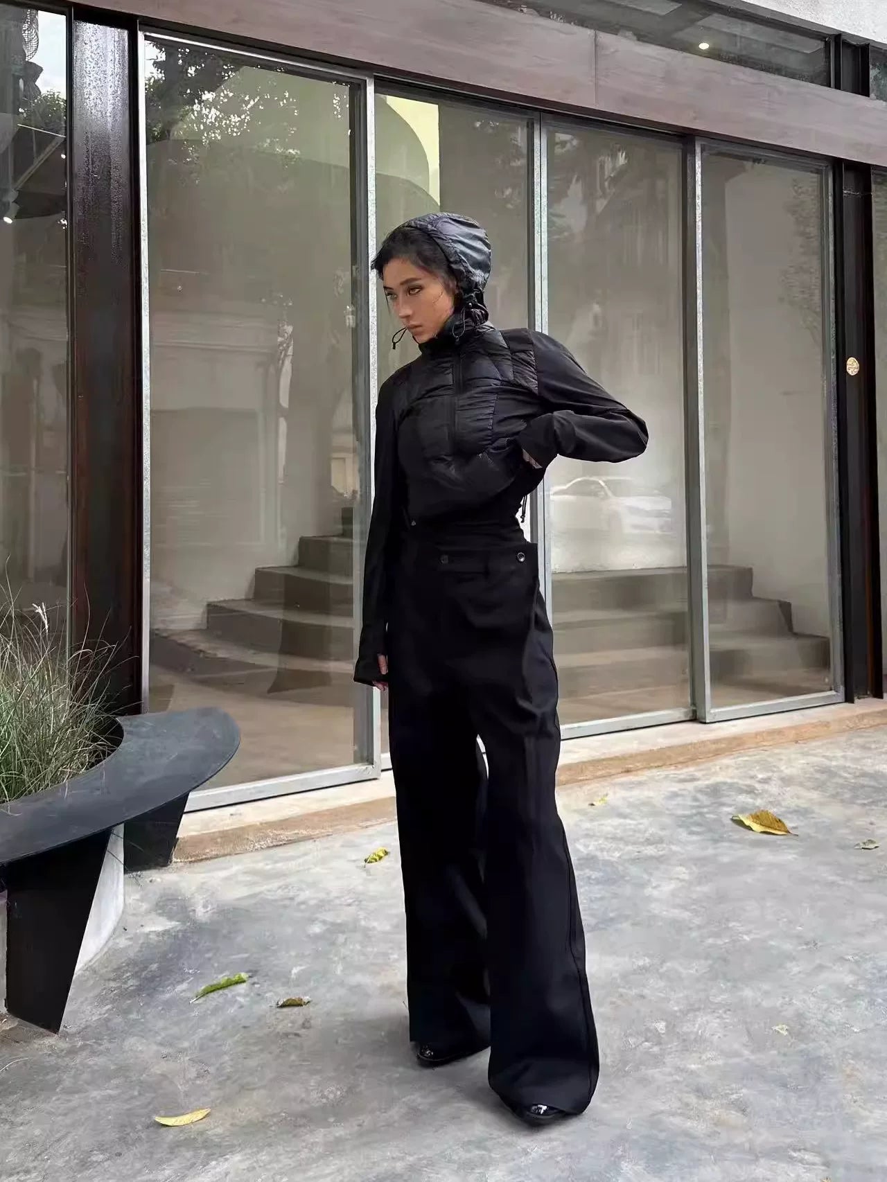 Borrowed Project Plaid Wide-leg Casual Trousers