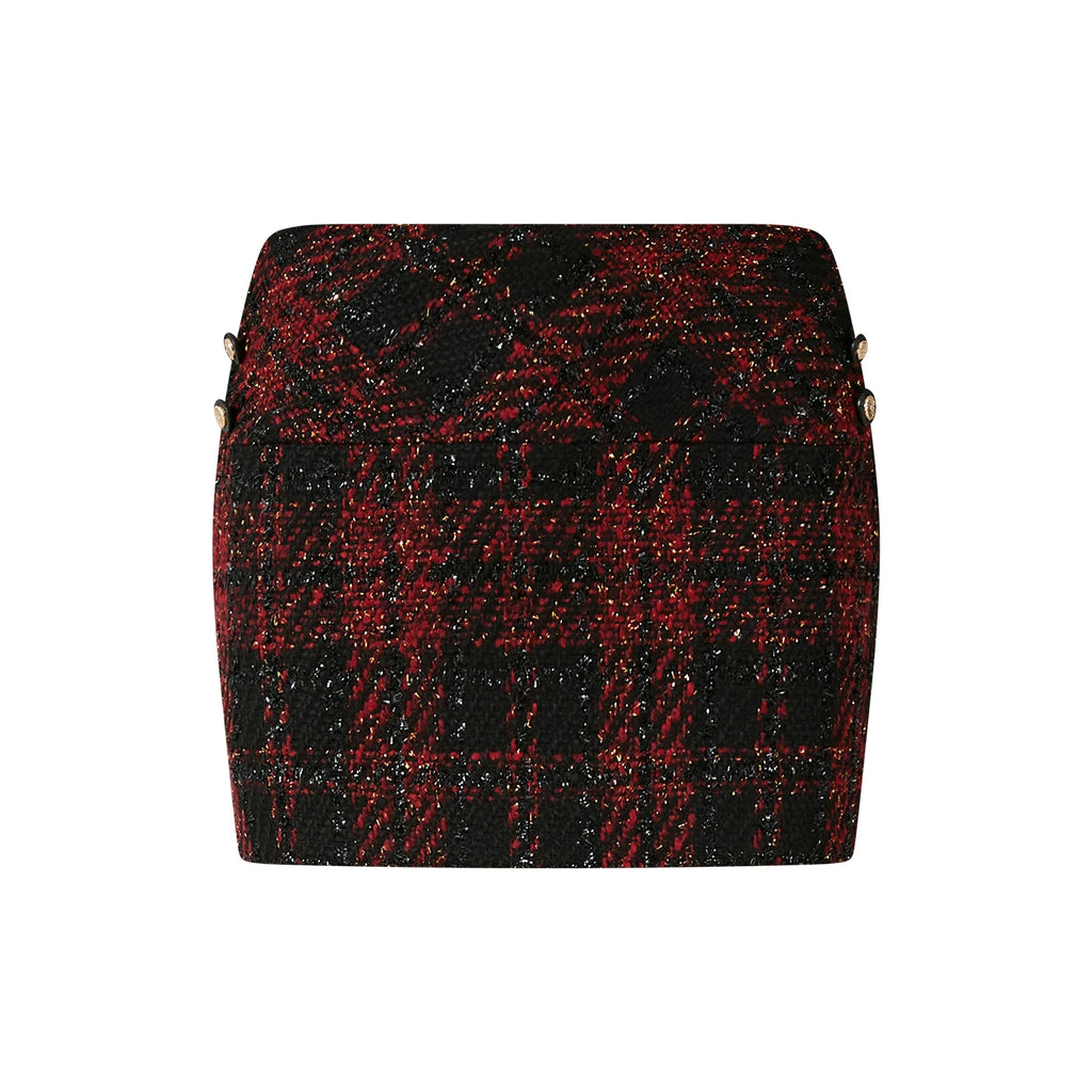 FINDYAWINGS Plaid Tweed Jacket Skirt Set