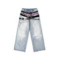WHOOSIS Vintage Print Loose Jeans