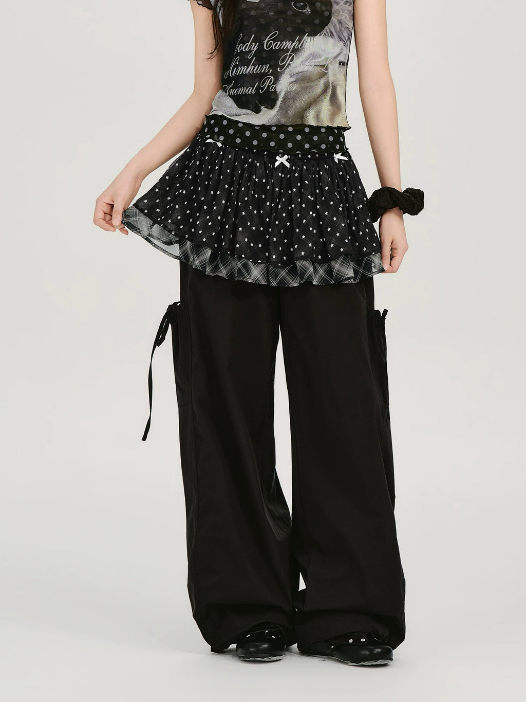 Girlyhalo Vintage Patchwork Star Checkered Skirt