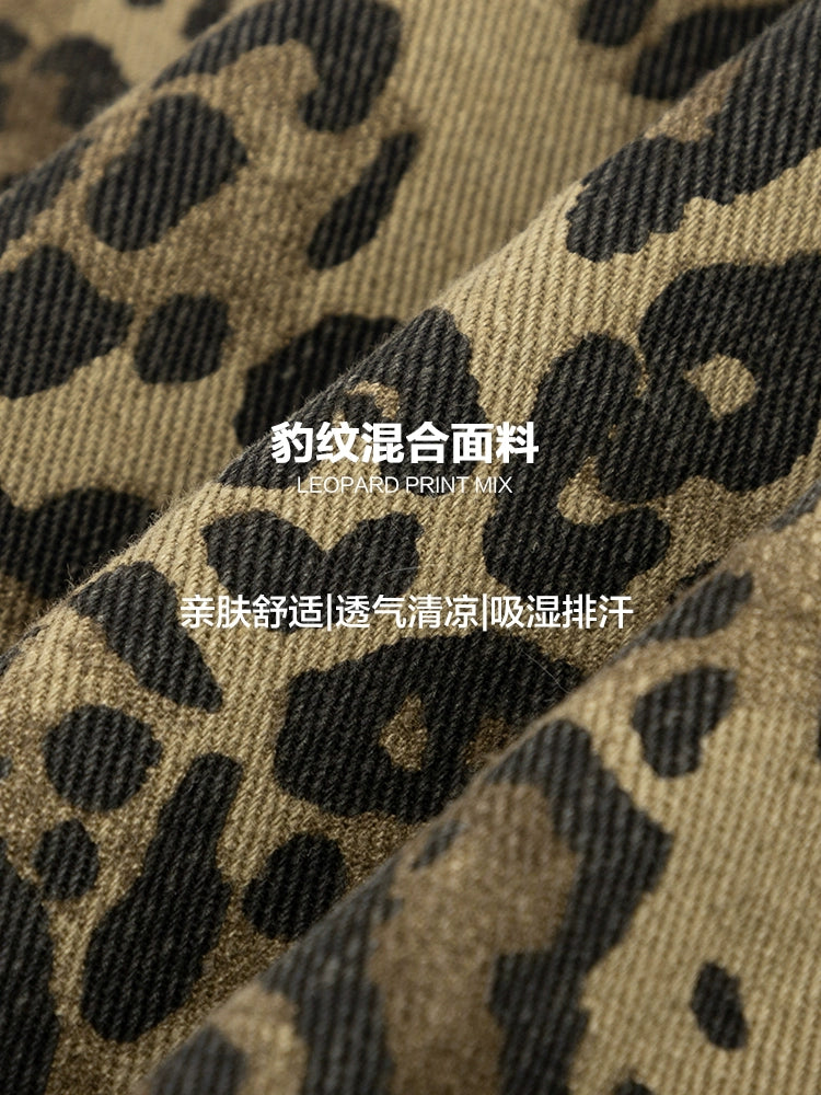 CoosRetro Retro Logo Embroidered Leopard Cropped Pants