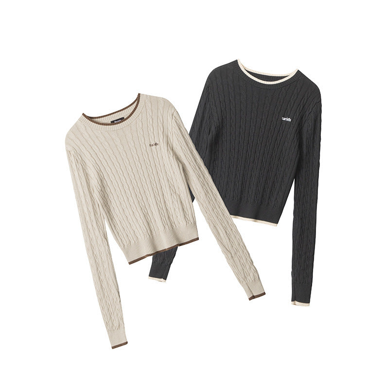 Nariele Letter-embroidered Crew Neck Sweater
