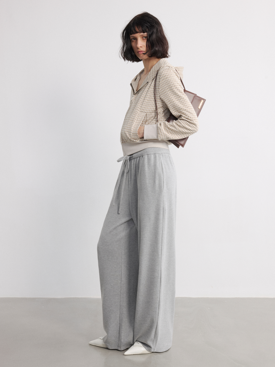 JCAESAR Contrasting Waist Polished Slacks