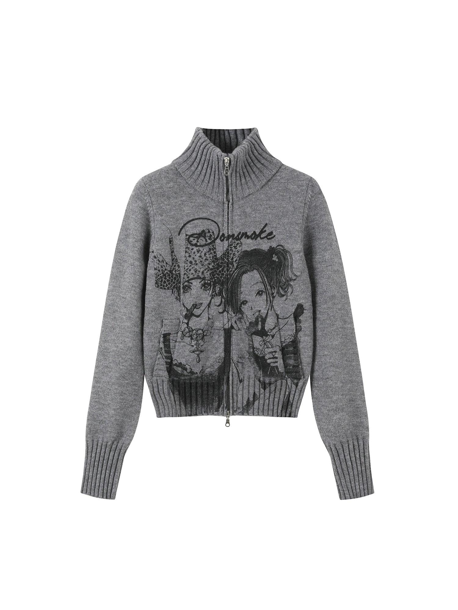 DONSMOKE Stand-up Neck Knitted Cardigan