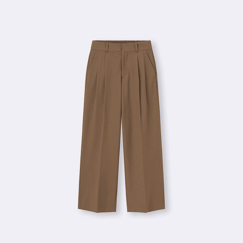 GU Pleated Simple and Versatile Casual Loose Wide-leg Pants