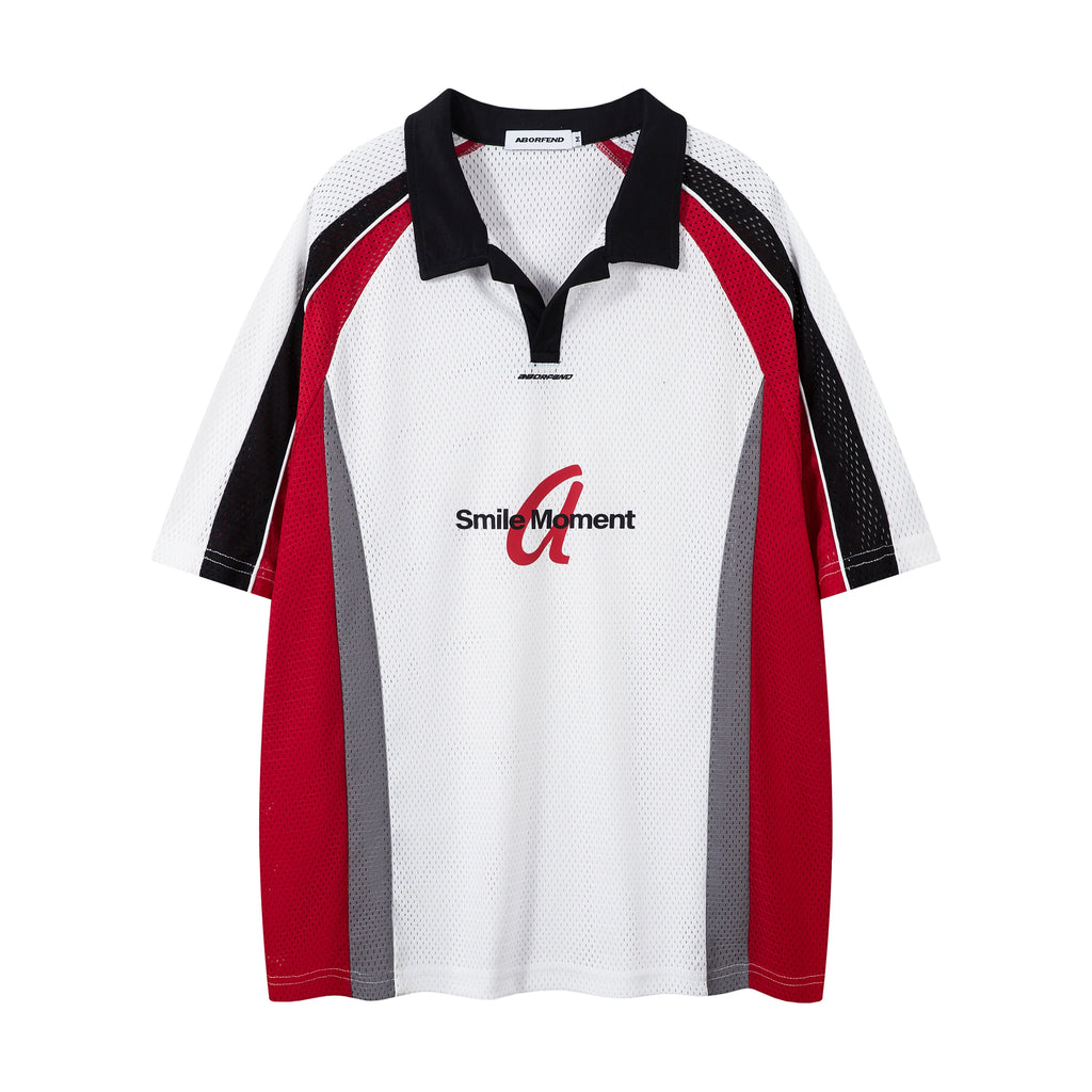 BeOurRule Vintage Hollow POLO Neck Sports Wind Tee