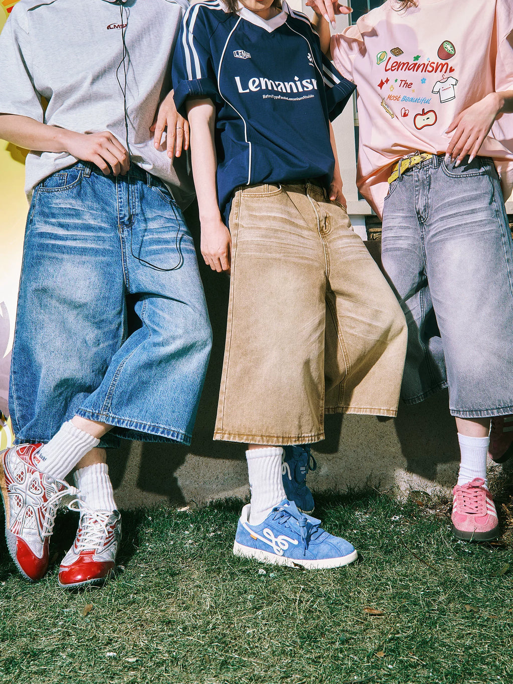 Lemanism Vintage Loose Denim Cropped Pants