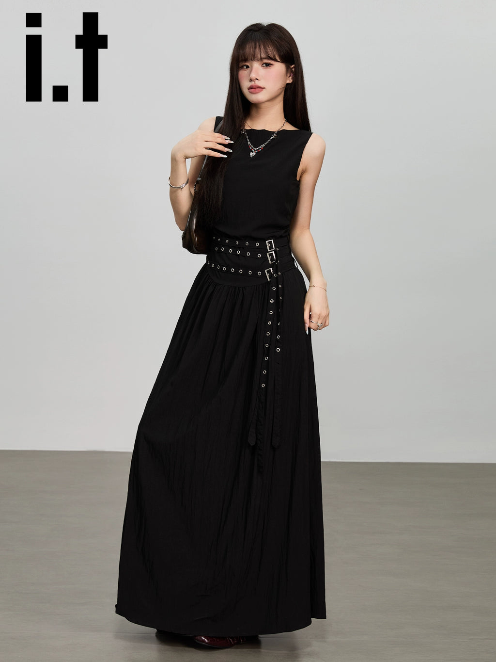 IT: CHOCOOLATE Sleeveless Vest Waist Temperament High-end Dress