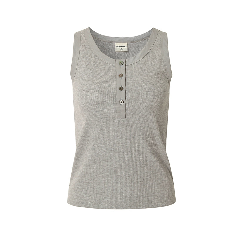 RPB BRAND Multi-button Simple Korean Skinny Sleeveless Sling