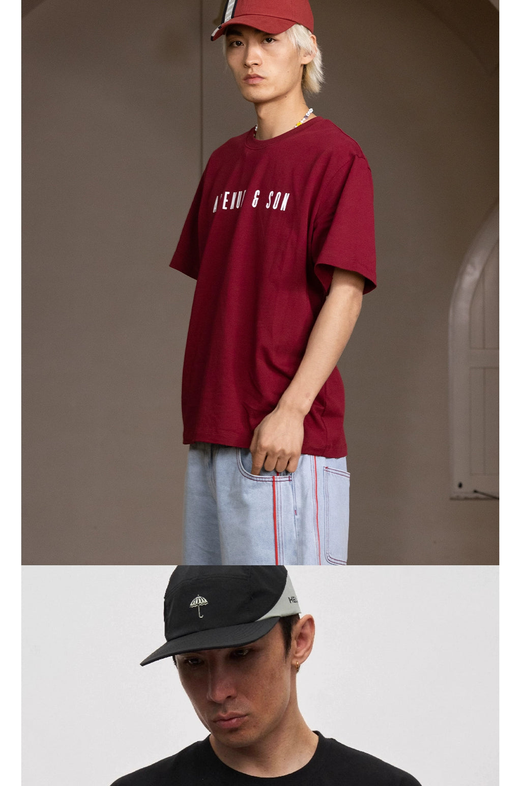AVENUESON Crew Neck Loose Casual Simple Letter Tee