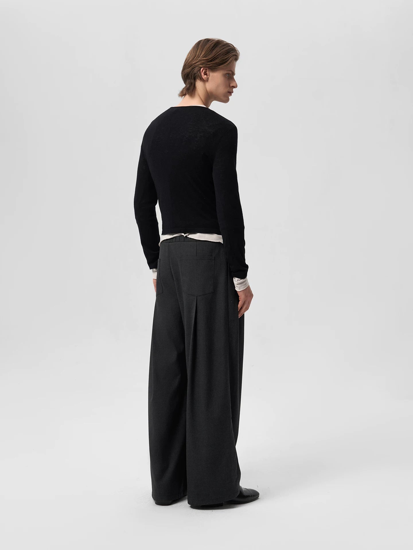 Slight Vogue Elastic High Waist Pleated Wide Leg Casual Pants