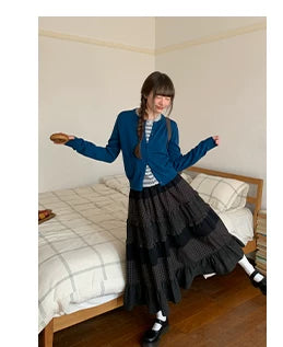 Kano Polka Dot Plaid Cake Skirt