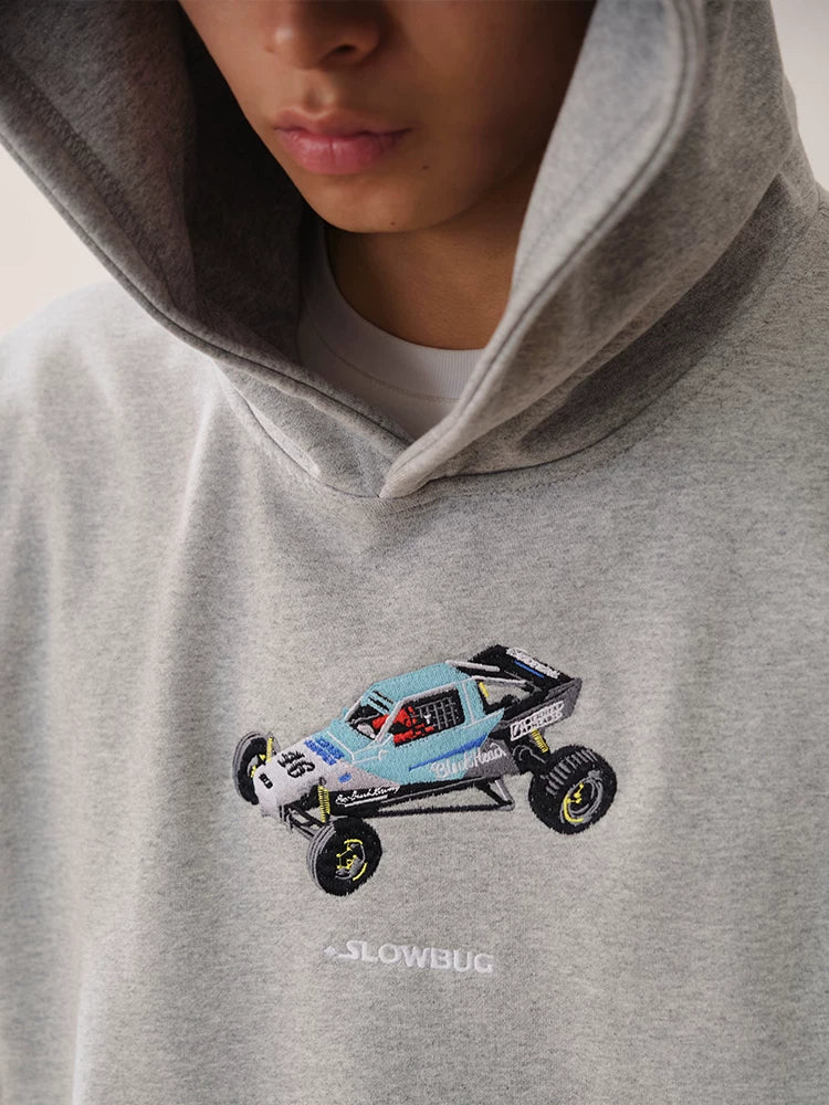 Battles Vintage Loose Embroidered Hooded Sweater