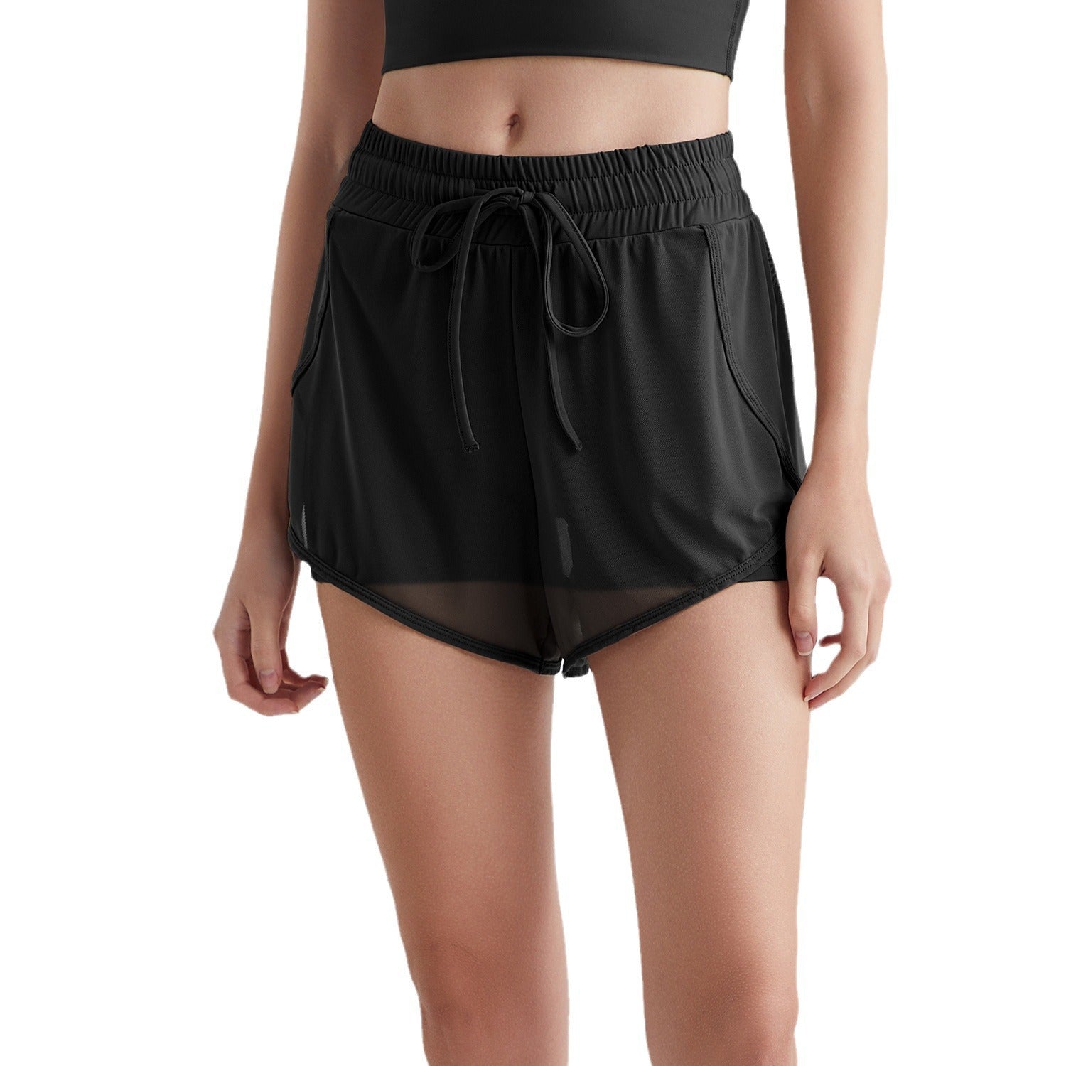 Athena Lulu Mesh Fake Two-Piece Yoga Shorts