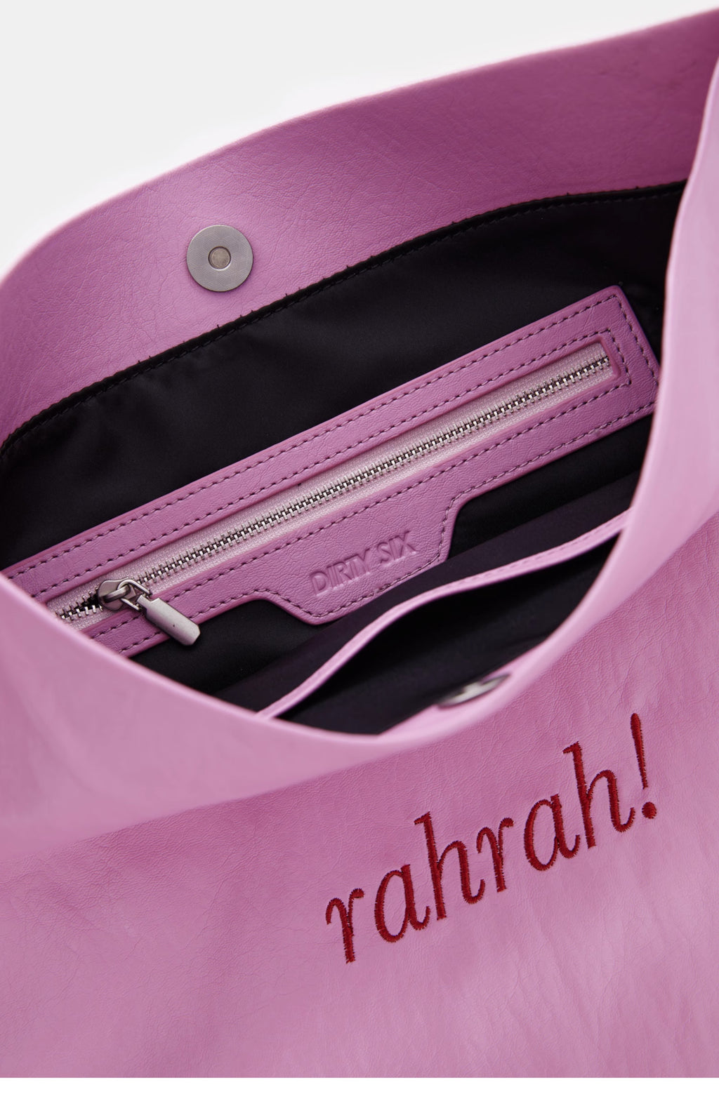 DirtySix "rahrah!" contrasting embroidery thread leather tote bag