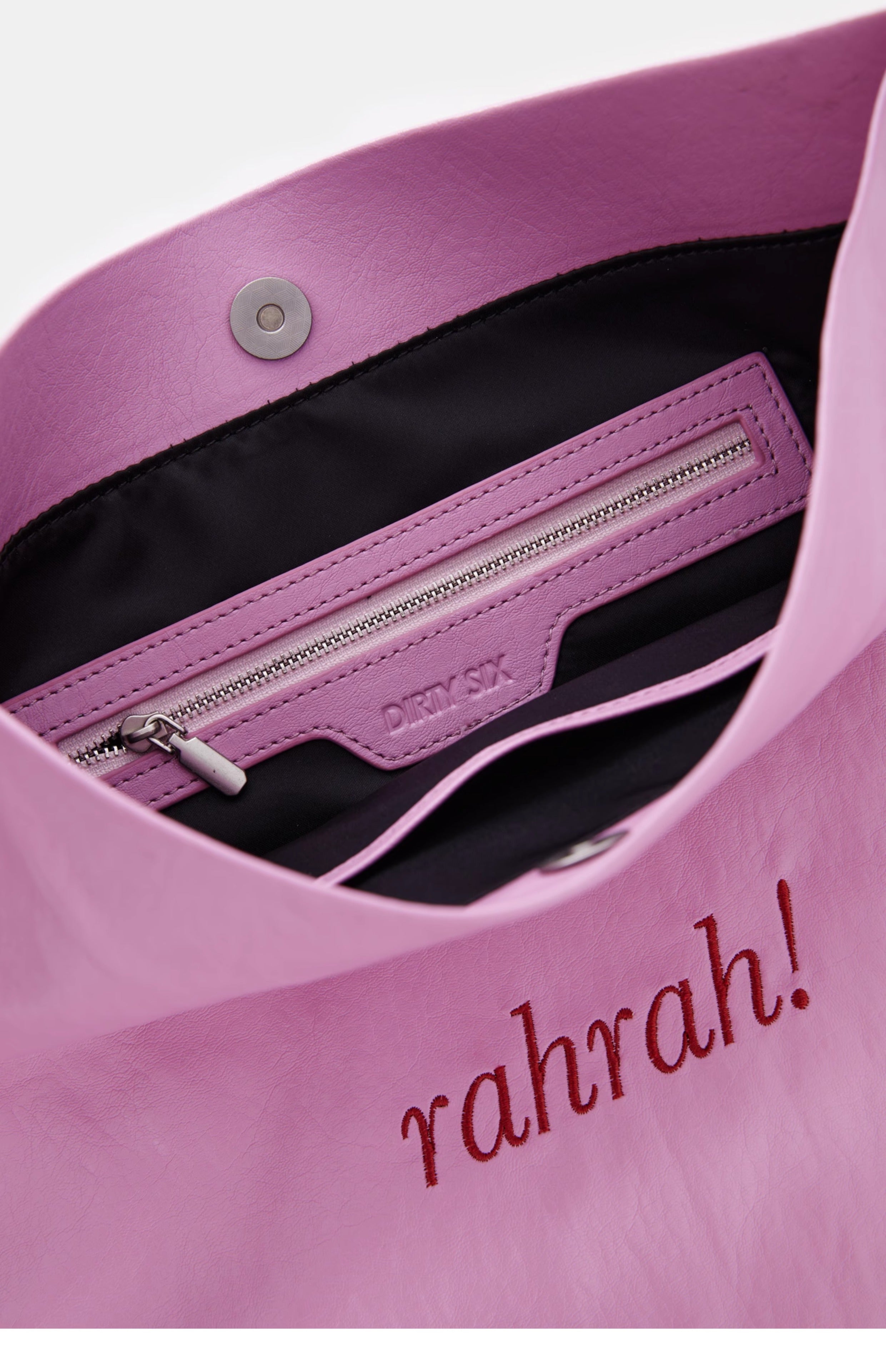 DirtySix "rahrah!" contrasting embroidery thread leather tote bag