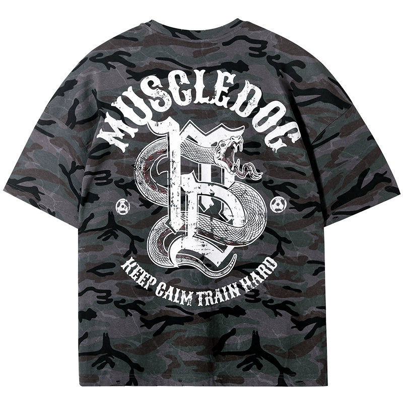 Muscle Dog Military Style Camouflage Sports and Leisure Tee