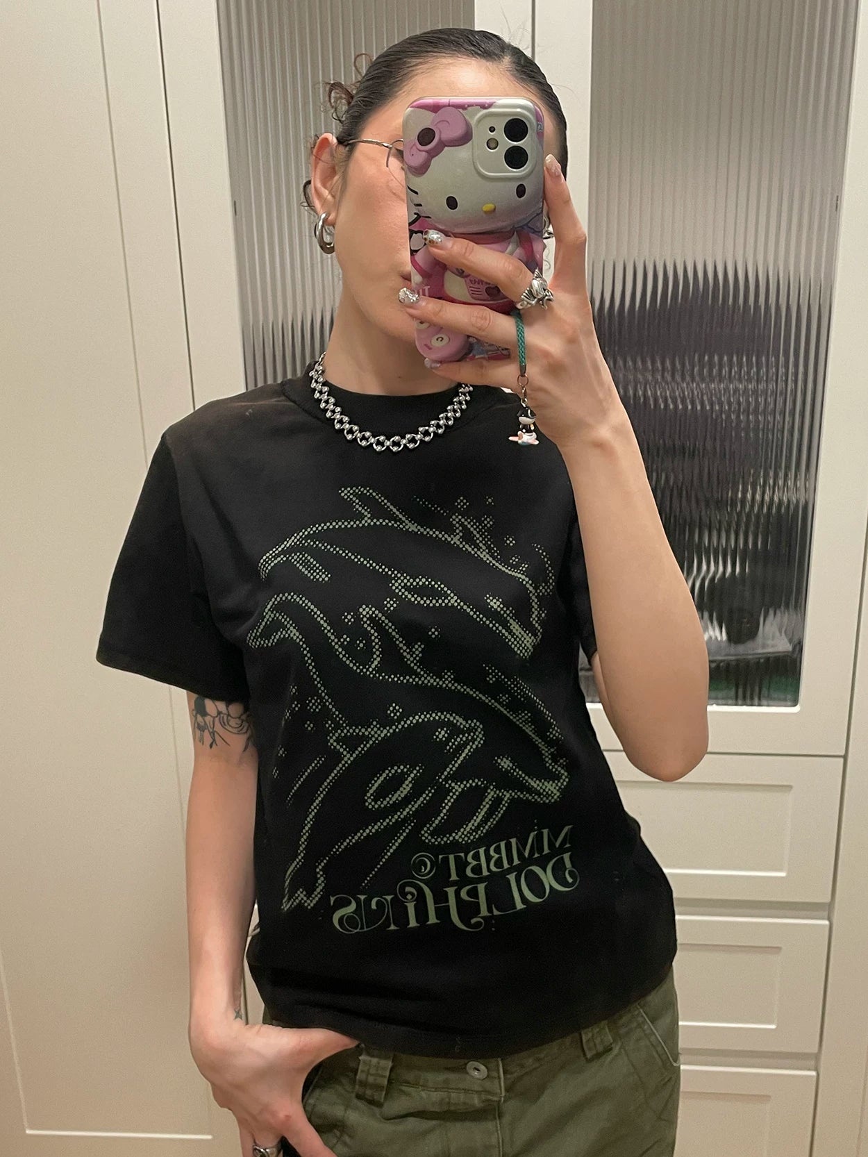 MMBBT Cartoon Dolphin Print Round Neck Tee