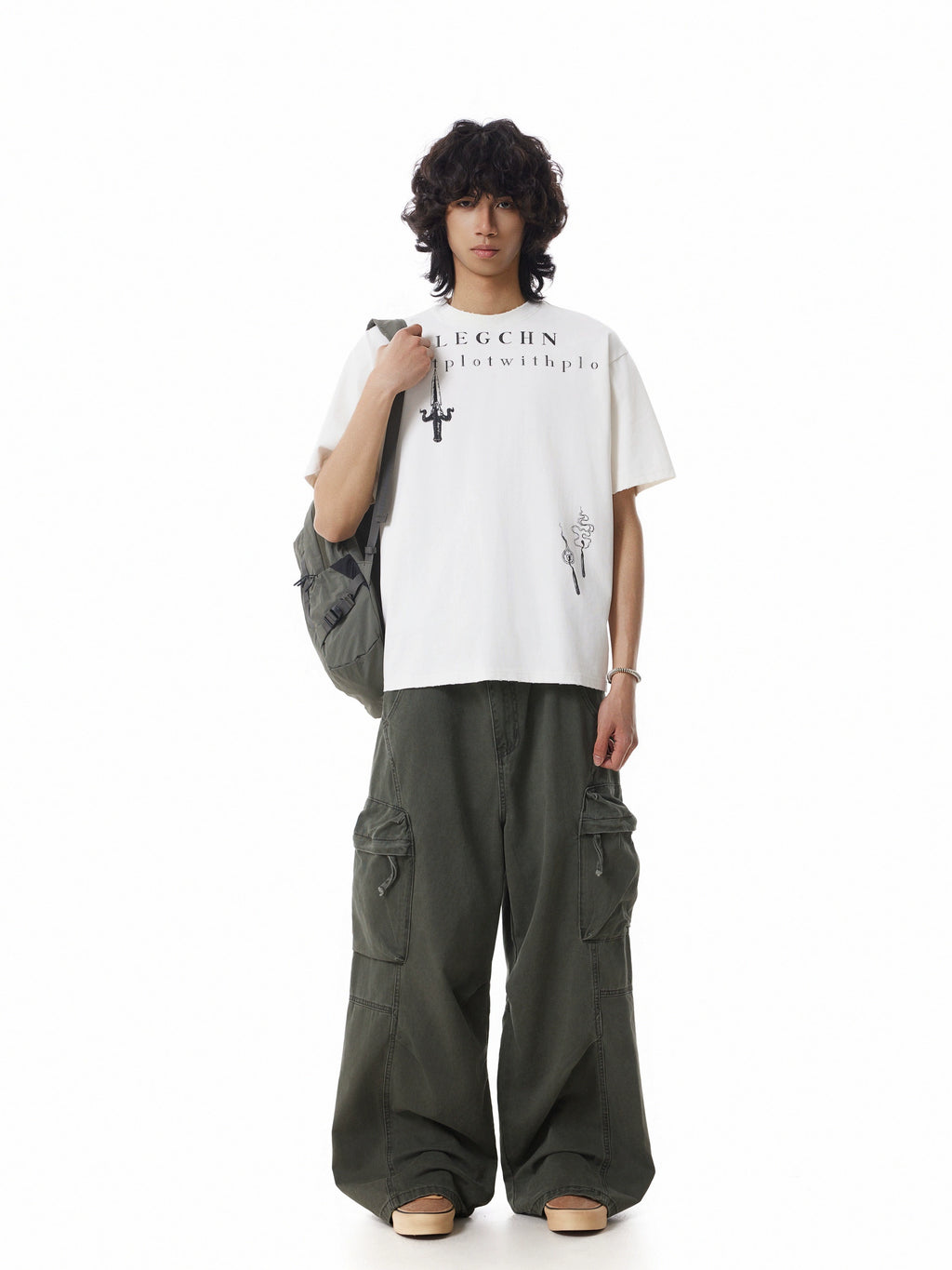 BTSG Vintage Printed Short Wide Tee