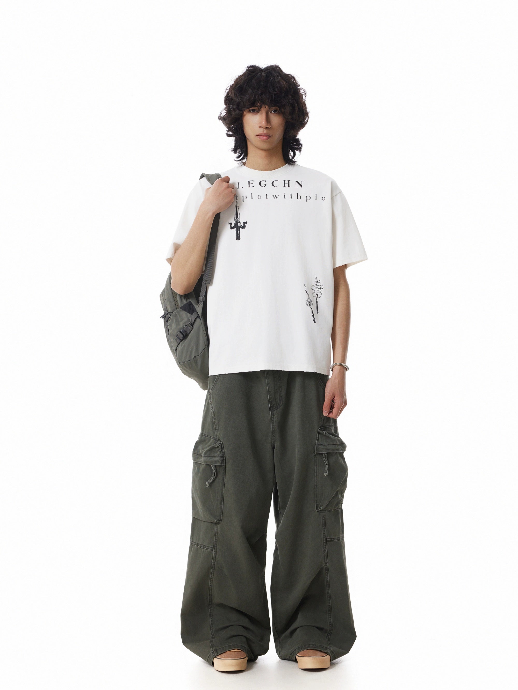 BTSG Vintage Printed Short Wide Tee