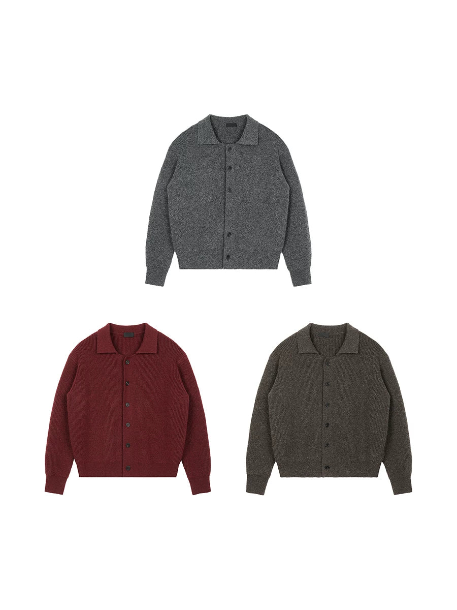 PLUS NO LOGO Thickened Lapel Short Sweater Cardigan