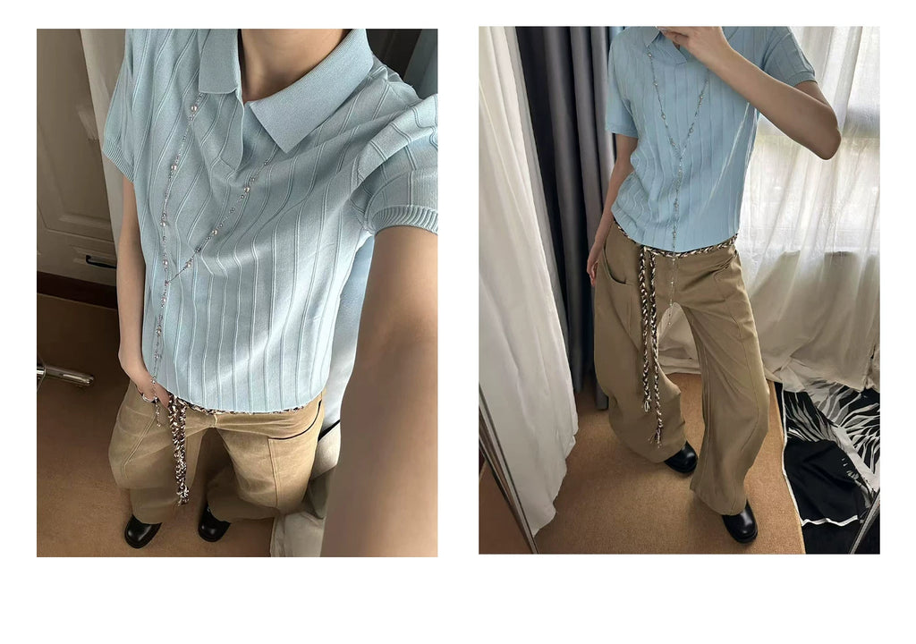 TERRAINCOGNITA Knitted Short and Wide POLO Shirt