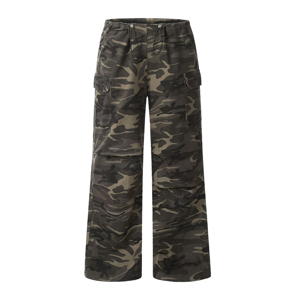 11KN Retro Camouflage Loose Drawstring Casual Trousers