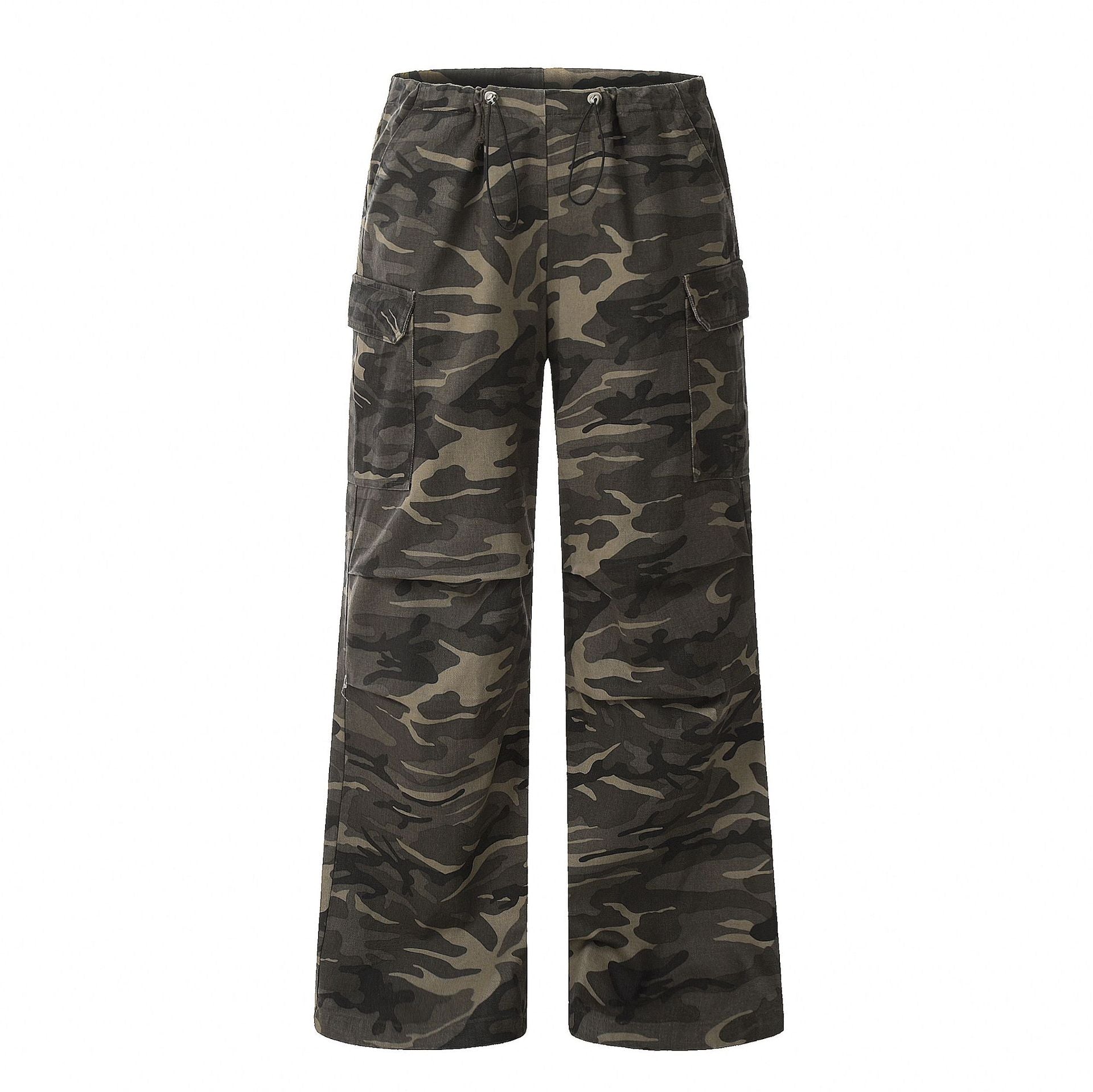 11KN Retro Camouflage Loose Drawstring Casual Trousers