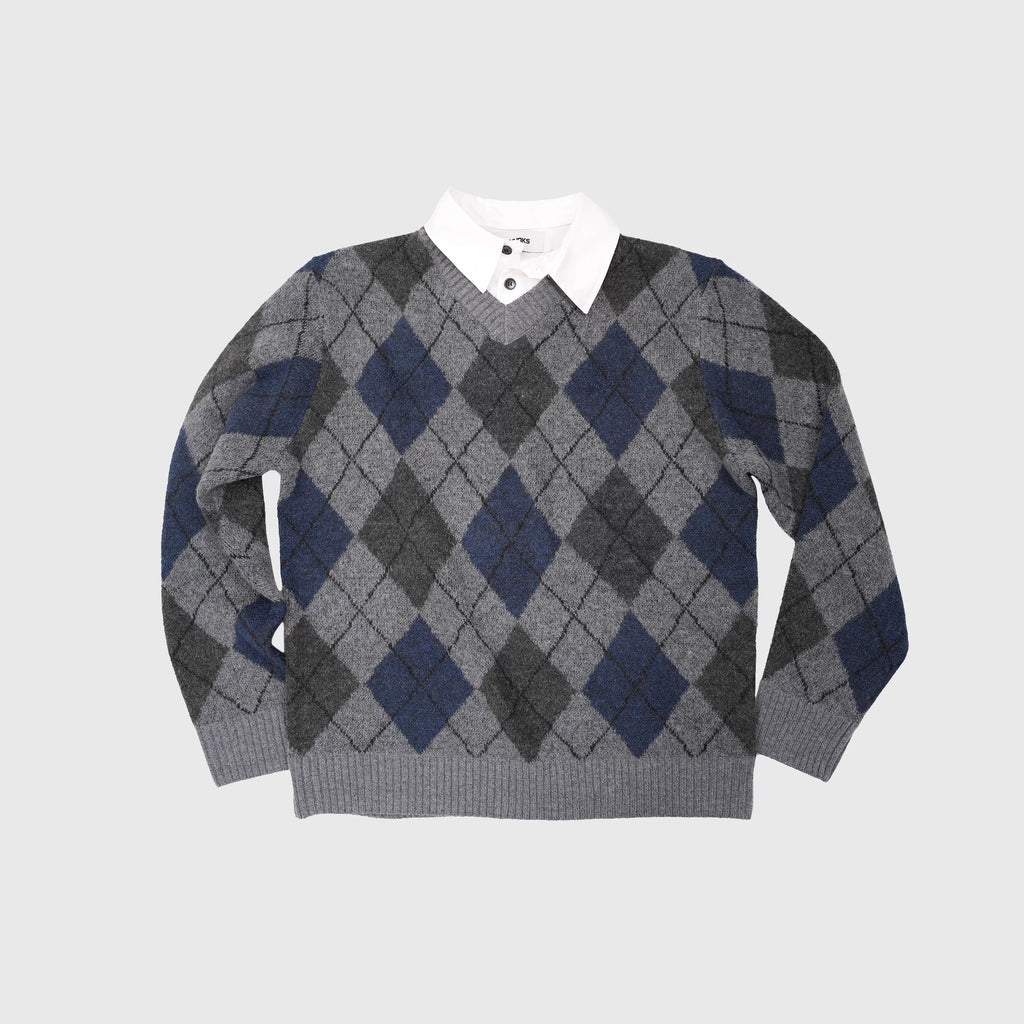 4JUNKS Rhombus Fake Two-piece * Knitted Sweater