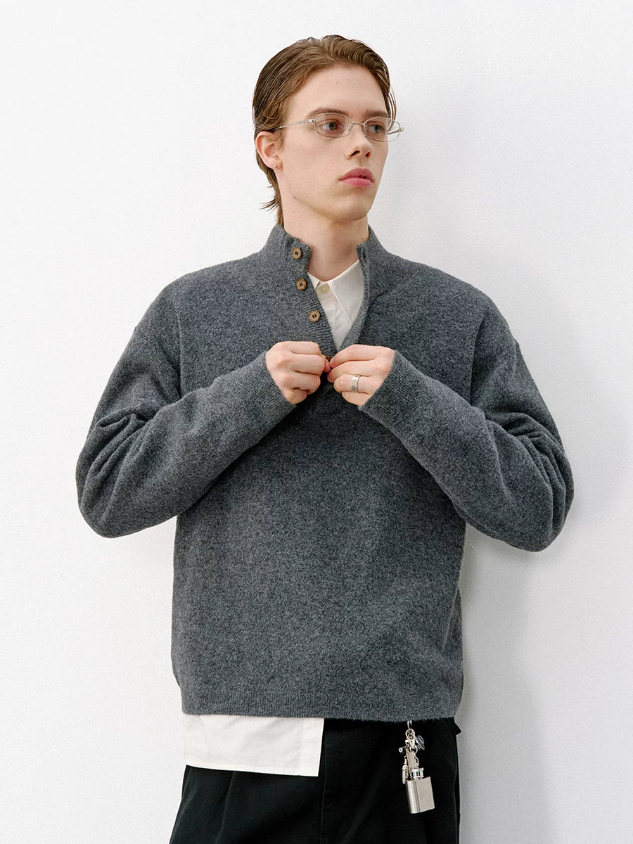 714Street Skin-friendly Stand-up Collar Loose High-elastic Knitted Sweater