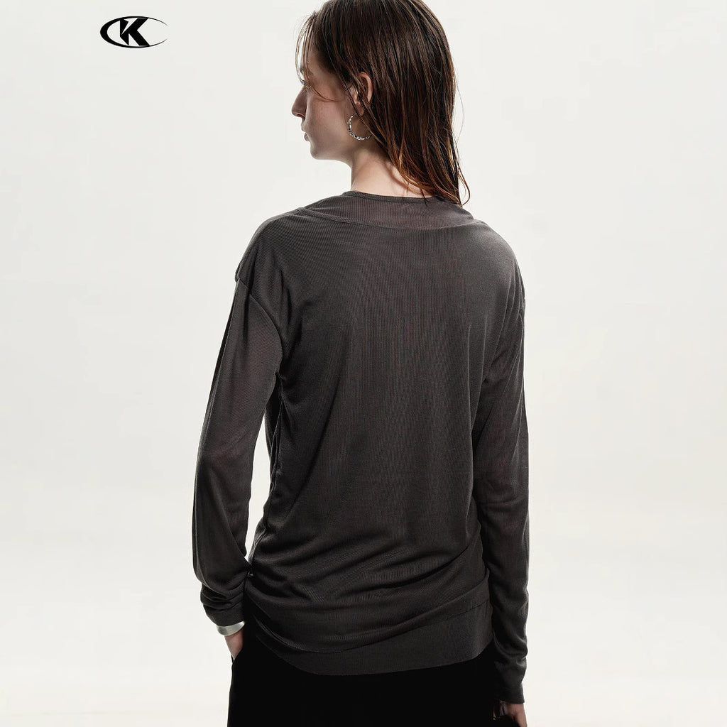 11KN Breathable Simple Anti-wrinkle Skin-friendly Slim Long Sleeves