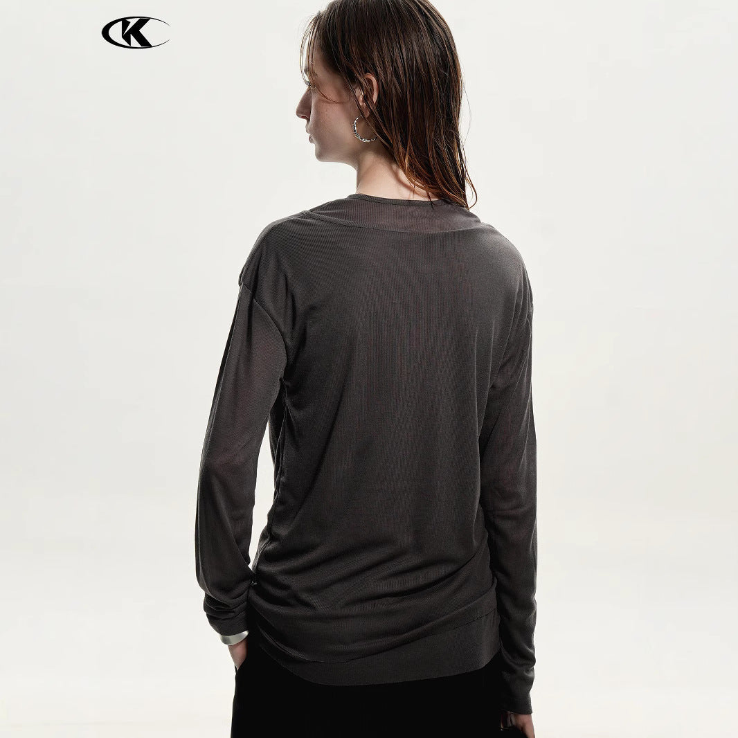 11KN Breathable Simple Anti-wrinkle Skin-friendly Slim Long Sleeves